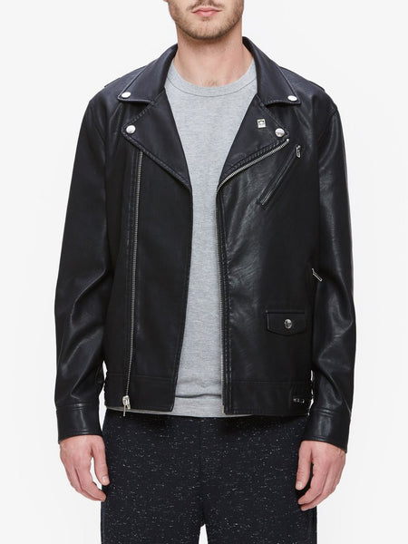 Obey leather jacket top mens