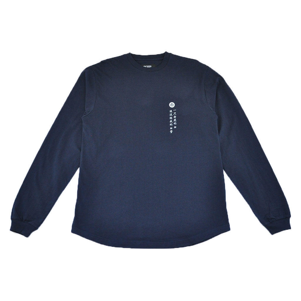 10Deep - Blood Chit Men's L/S Tee, Navy - The Giant Peach