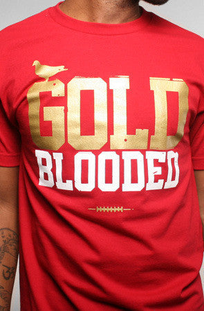 Gold Blooded (Men's White/Red Tee)